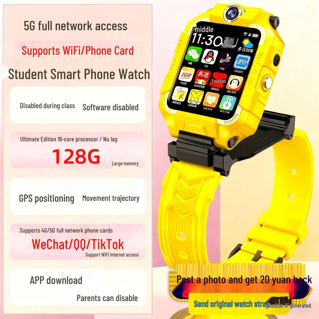 HUWE Z9 Student Smartwatch: 5G, Dual Camera, Waterproof, Learning Features, Real-time Positioning, Card Slot.