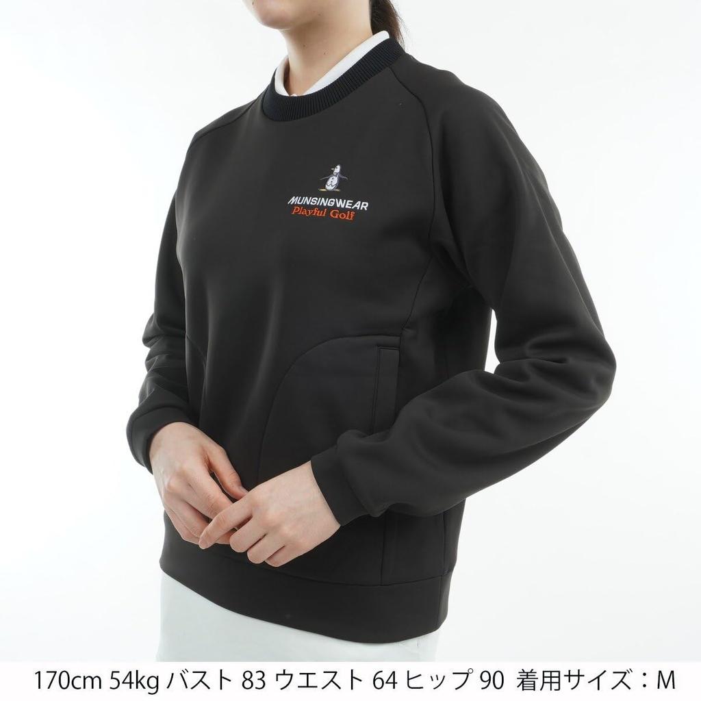 Munsingwear ENVOY Crew Neck Cut and BK00 Sew, Lightweight, Stretch, Sporty, Golf, MG4FSW52L, Women's, (Black)