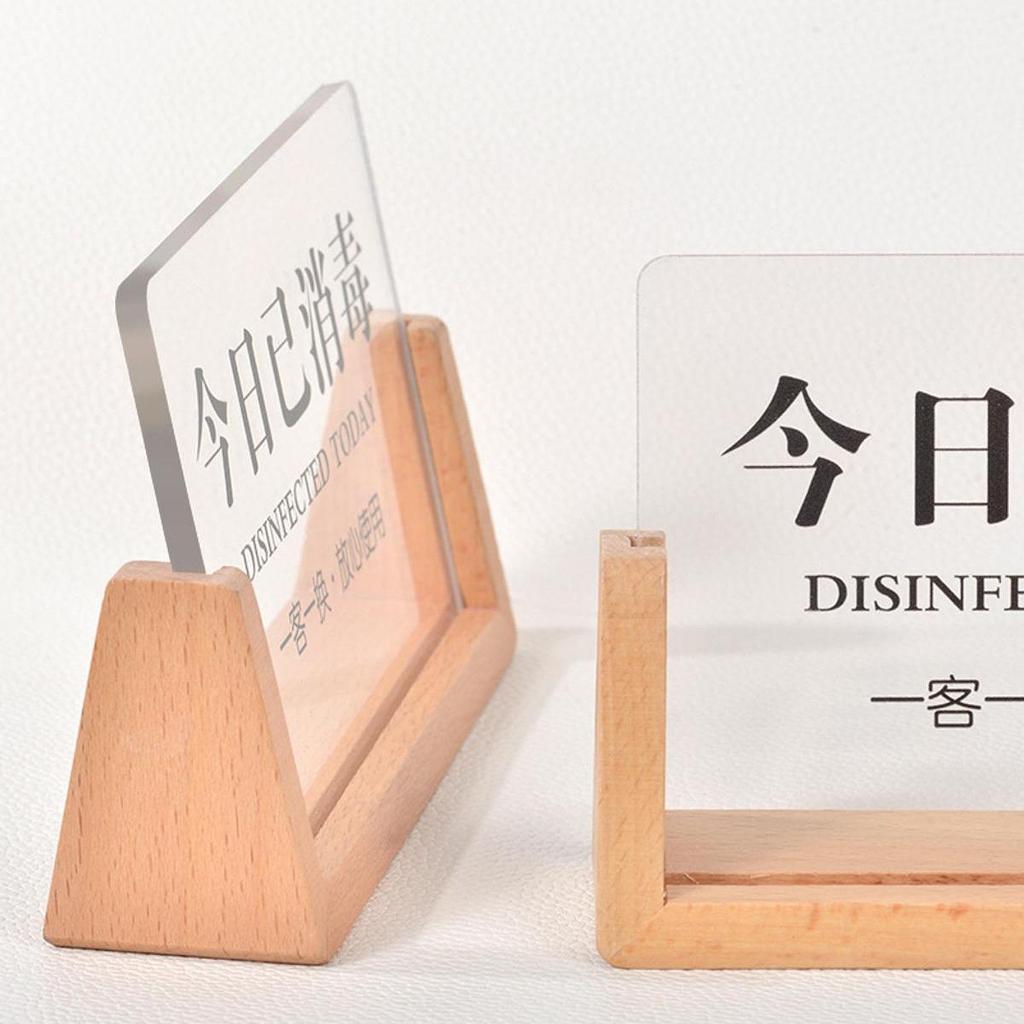 Sanitized Table Sign Today Sign for Eyelash Studio Hotel Banquet Wood Base Acrylic Panel Signage Reusable Portable