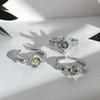 Spring Niche Design Colored Treasure Olive Green Zir*****Pen Ring Luxury High-End Heart-Shaped Full Diamond Ring