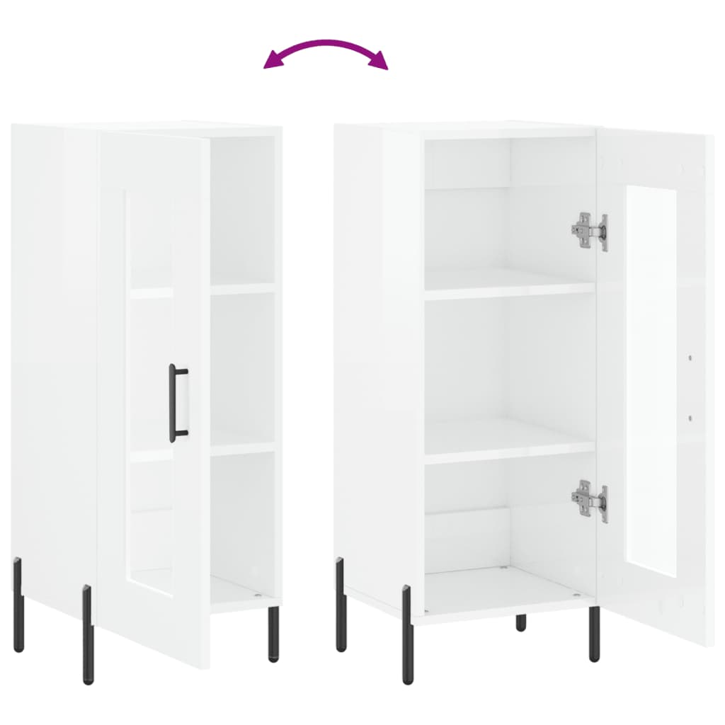 Sideboard High Gloss White 34.5 x 34 x 90 cm Engineered Wood