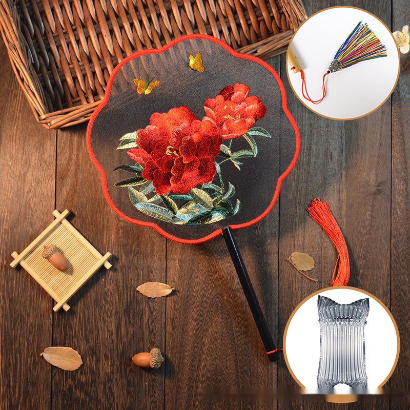 Zweiseitig bestickter runder Fächer im antiken Stil, Hanfu Su-Stickerei, vielseitiger Tanzfächer, chinesischer Stil