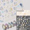 5D Cute Rabbit Love Peach Blossom Flower Yellow Nail Art Stickers Bowknot DIY Self Adhesive Rhinestone Manicure Decals