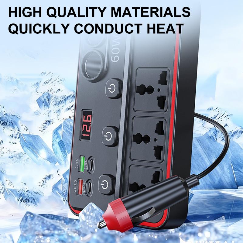 150W Car Inverter Dc12V/24V To 220V Converter Led Display Sockets Independent Switch Power Inverter Adapter Usb Type-C Charger