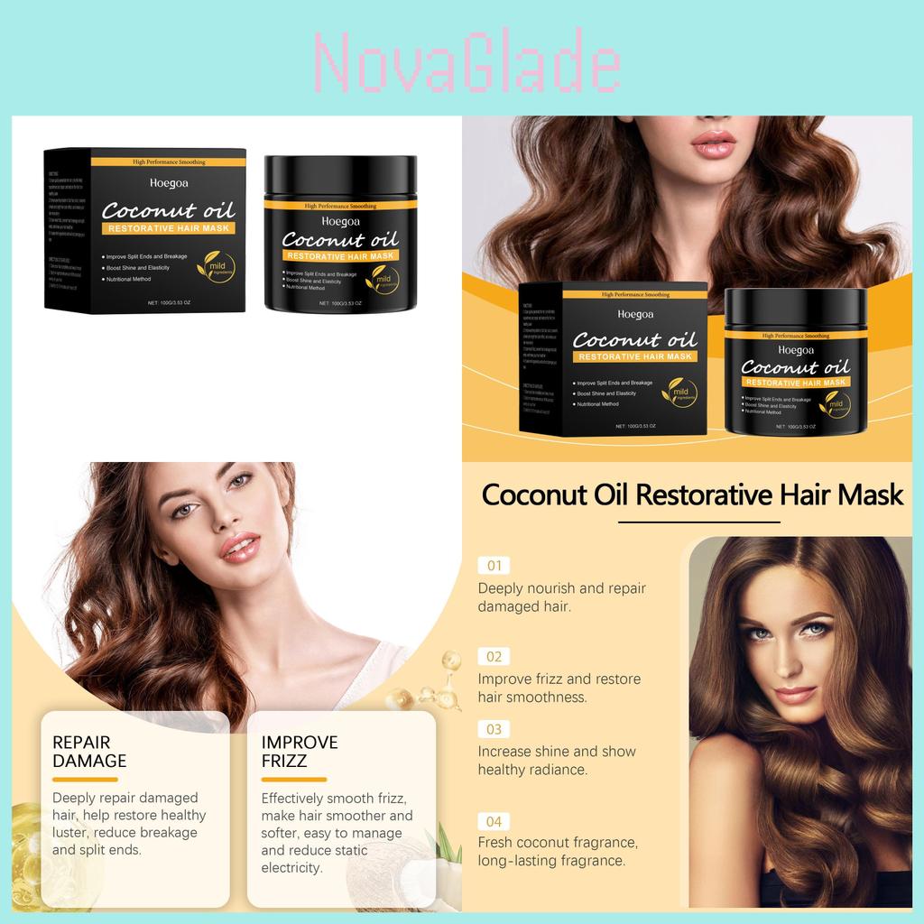 Hoegoa Coconut Oil Hair Mask For Nourishing Dry Frizzy Hair With Shiny Softness 100g