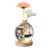 Transparent/Pink Creative Bubble Glass Vase With Wood Base Desktop Decorating Flowerpot  Home