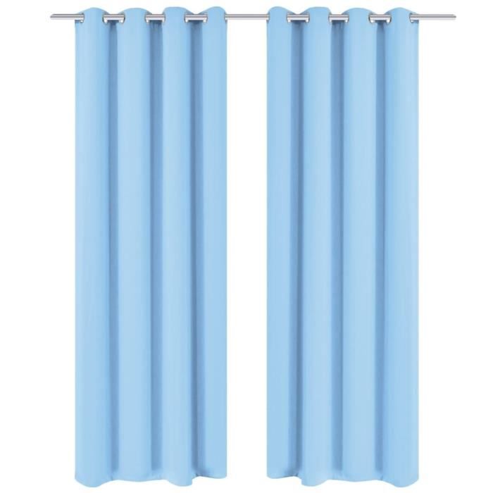 VidaXL Rideau avec œillets métalliques 2 pcs 135 x 175 cm Turquoise