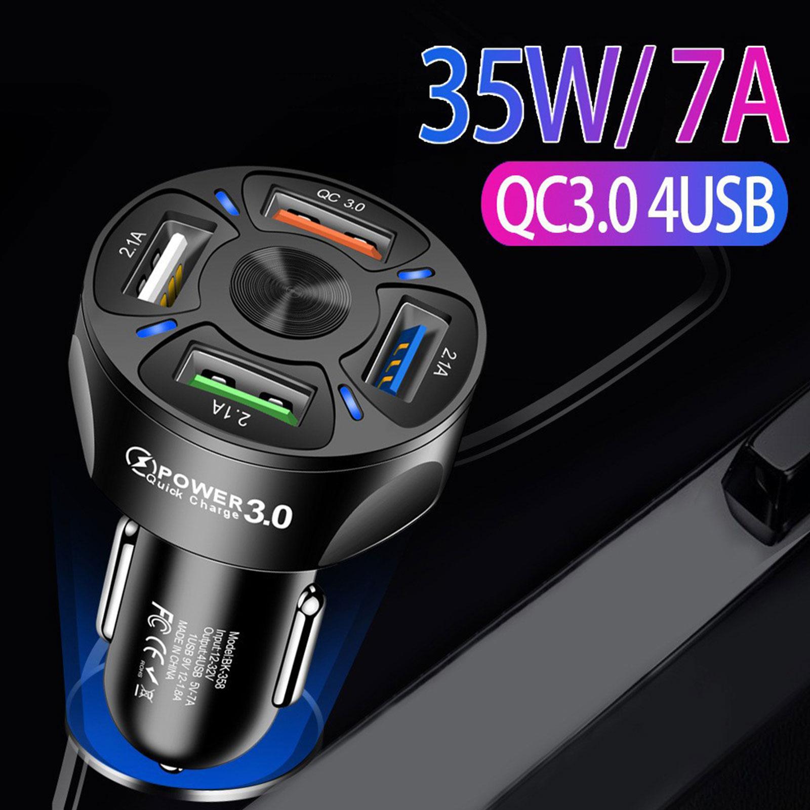

4 порта USB Автомобильное зарядное устройство Адаптер светодиодный дисплей QC 3.0 Аксессуары Автомобильный прикуриватель USB Быстрая зарядка сигарет Автомобильный адаптер J8D7