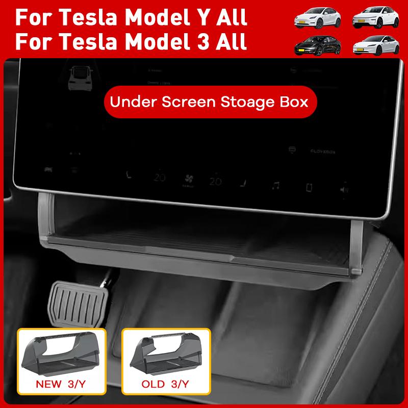 For Tesla Model Y Juniper Model 3 Highland 2025 2026 Under Screen Hidden Storage Box Behind Screen Center Console Organizer Case