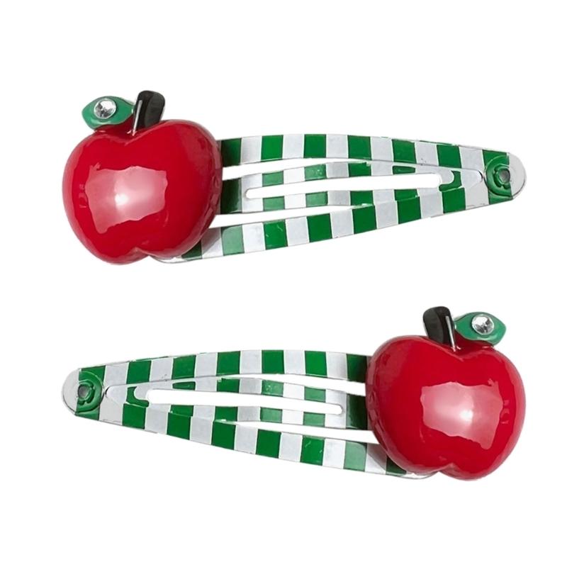 2-Pack Fruit Hair Clip Small Metal Snap Hairpins for Women Kids Toddlers Girls