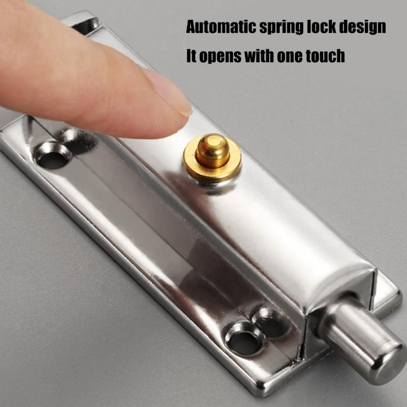8Pcs Stainless Steel Automatic Spring Door Latches Bolt Antitheft Security Button Lock Door Hardware Easy to Install