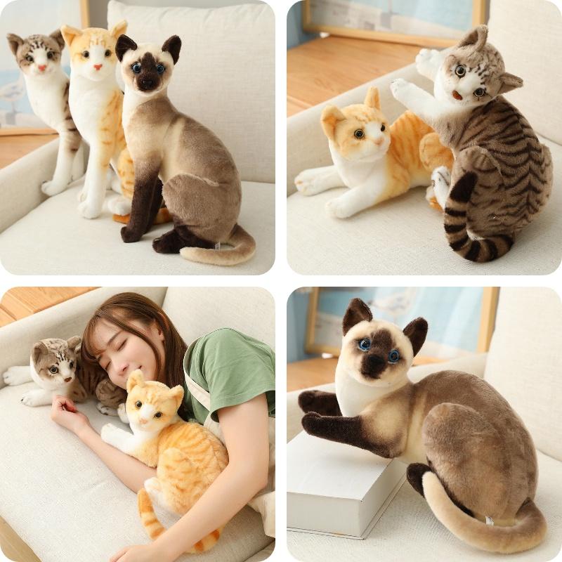 Yuzu Sweet Plush Cat Doll Realistic Grey And White Kitty Toy