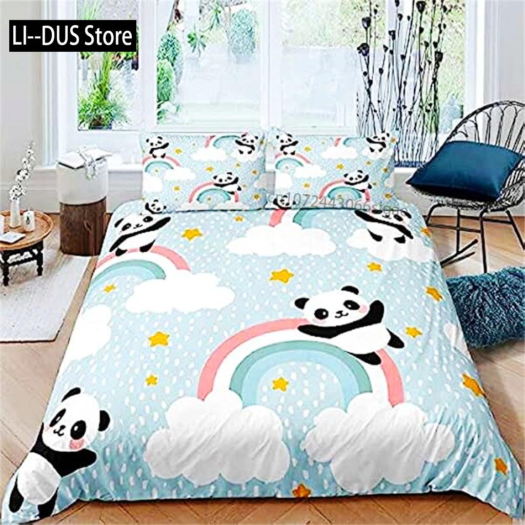 Black And White Panda Duvet Cover Boys Girls Cute Giant Panda Duvet Cover Set Kids Cartoon Animal Pattern Comforter Cover Decor