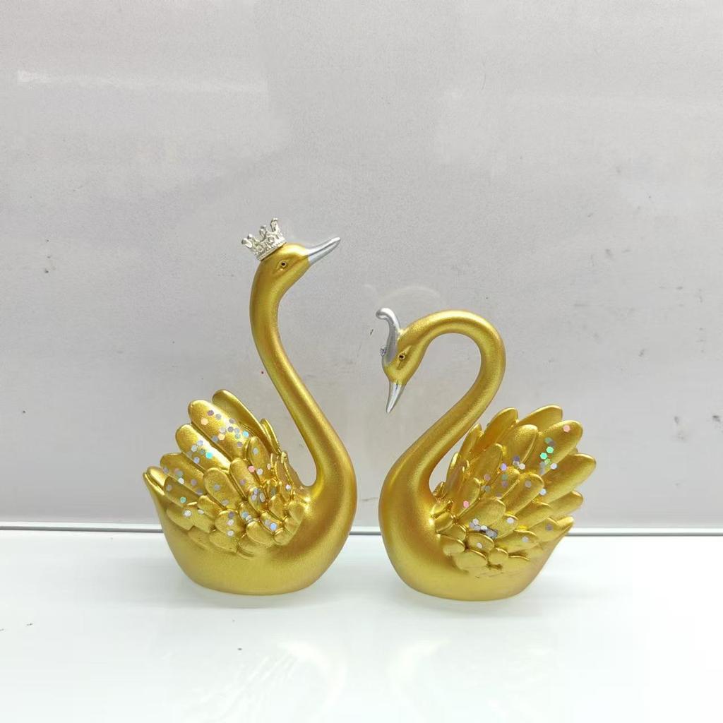 Swan Couple Rhinestone Perfume Ornament for Car Interior - Elegant Lady's Decoration