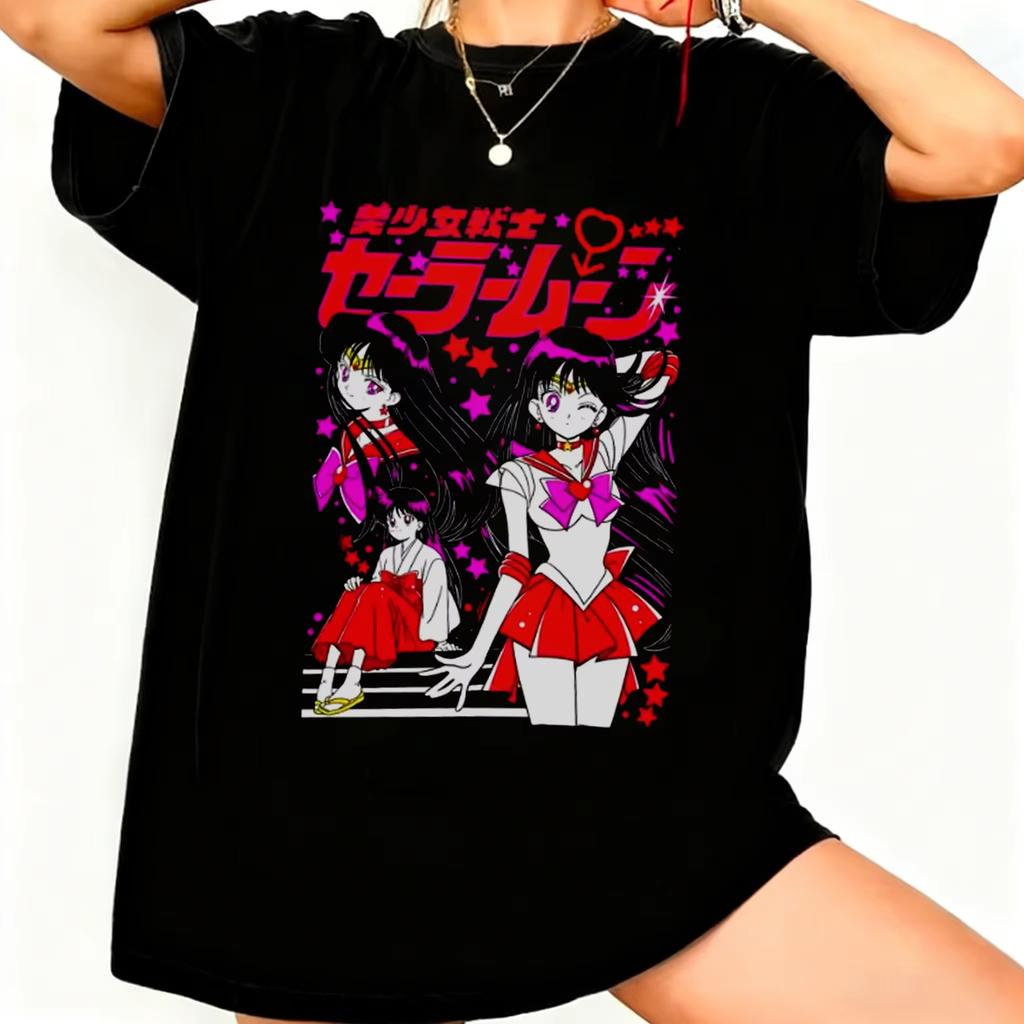 Sailor Moon Retro Jaren 90 Anime Grafisch T-shirt Zomer Katoen Unisex Dames Tee Streetwear Casual Trend Korte Mouw Koppel Hip Hop Top