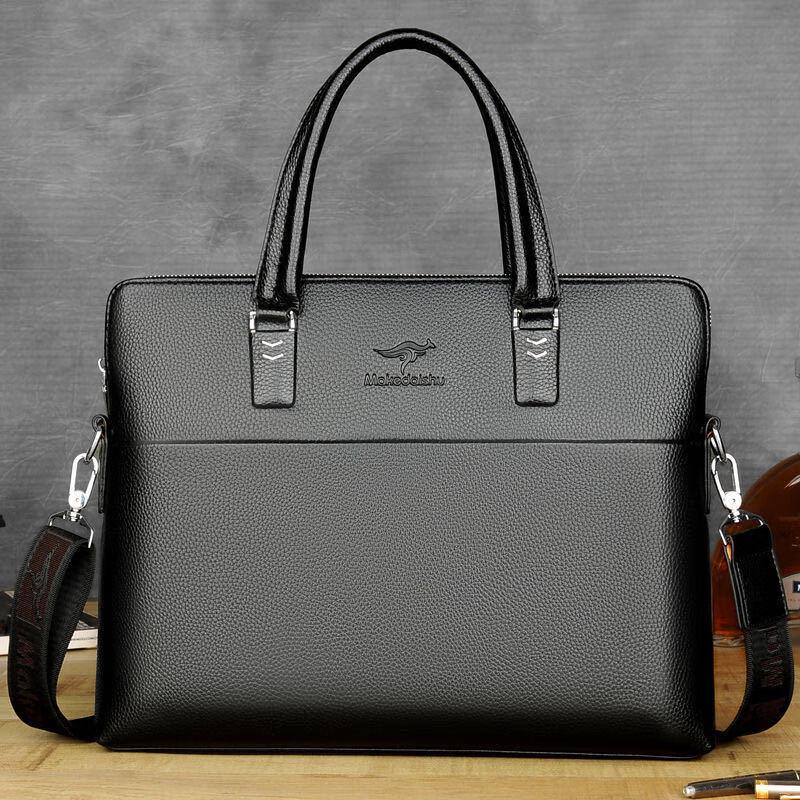 Мужская деловая сумка-портфель для ноутбука из ПУ кожи