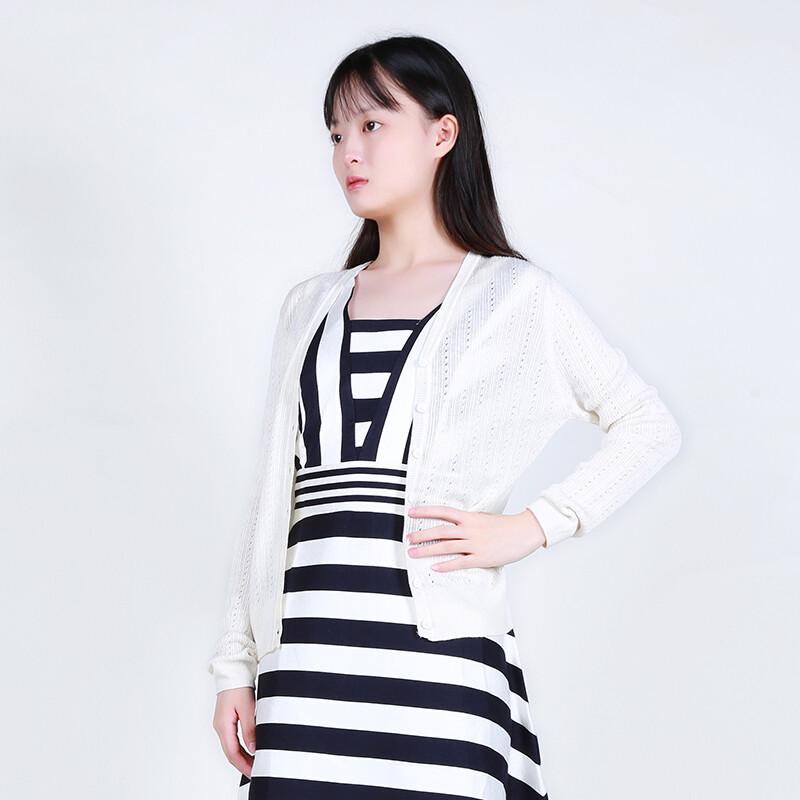 Anlom Women's V-Neck Linen Silk Blend Knit Cardigan