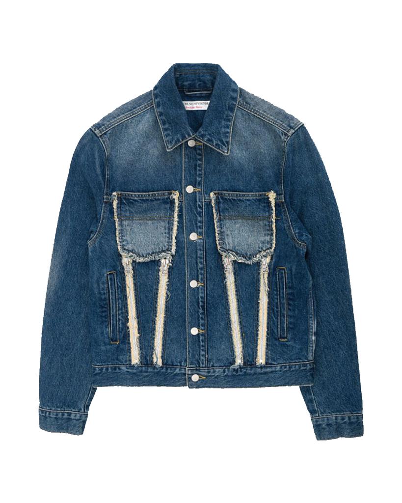 Themuseumvisitor Sprayed Denim Jacket (Light Blue)