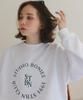 BONIEE [Fleece Lined] Circle Round Typo Graphic Logo Graphic Oversized Sweatshirt White