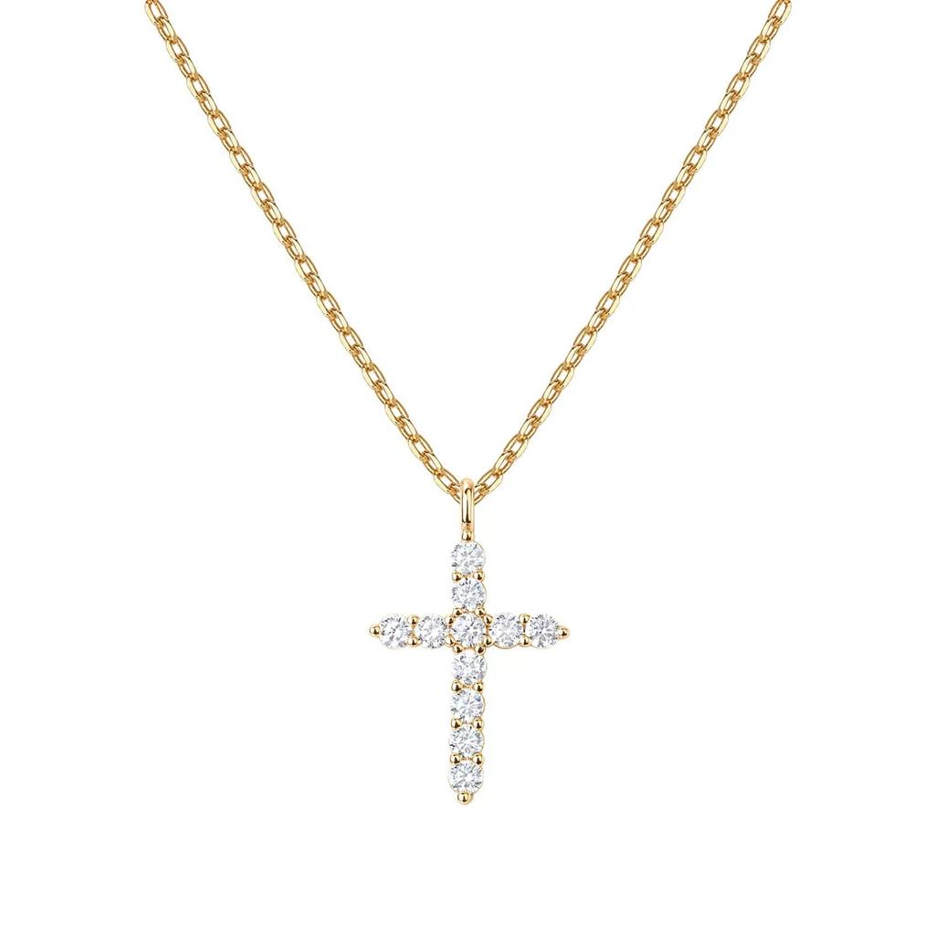 Women Hip Hop Full Diamond Cross Necklace Classic Personalized Collarbone Chain Durable Fashion Jewelry Gift
