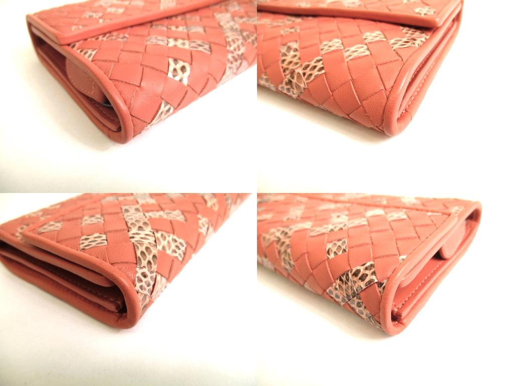 Autentisk BOTTEGA VENETA Intrecciato Lakserosa Skinn Bifold Lang Klafflommebok #9621 Oppusset