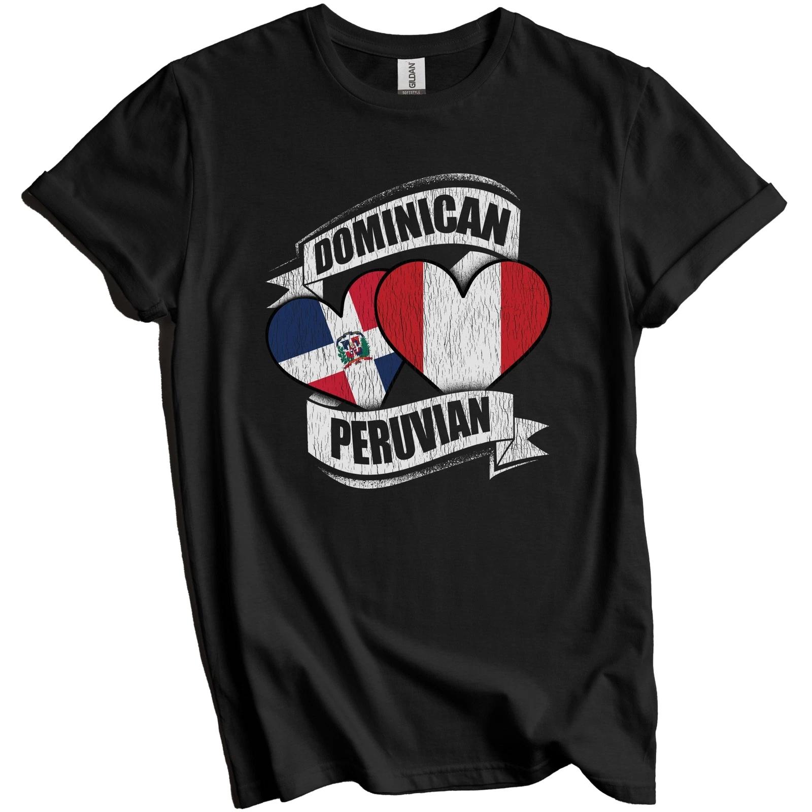 Dominican Peruvian Hearts Dominican Republic Peru Flags T-Shirt 3XL
