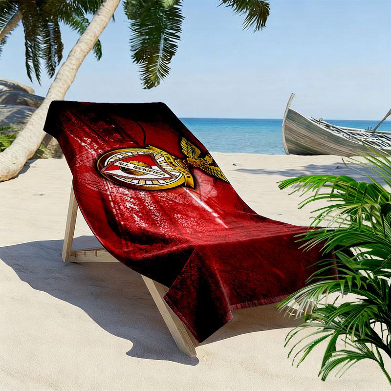 Toalha de Praia Estampada do Sport Lisboa e Benfica, Toalha Grande Macia de Secagem Rápida para Praia Camping Natação