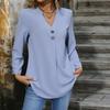 Damska bluzka z dekoltem w serek i długim rękawem, koszula na guziki, gładki top wciągany na wiosnę i jesień