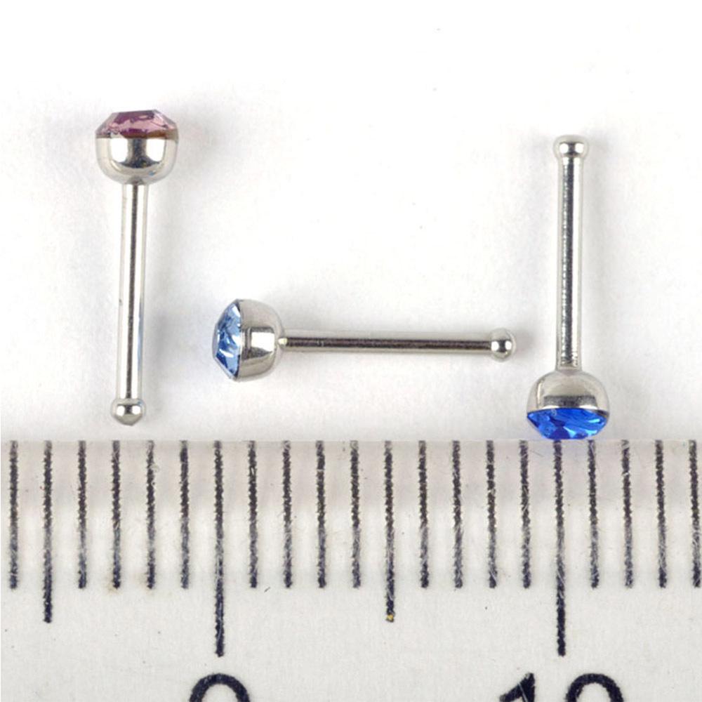 Curved Stainless Steel Rhinestone Nose Studs, L-Shaped Piercing Jewelry, 10-Pack