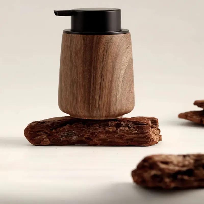 300ml Walnut Grain Press Type Foaming Bottle Shower Gel Shampoo Foam Bottle Luxury Foam Hand Sanitizer Bottle Soap Dispenser