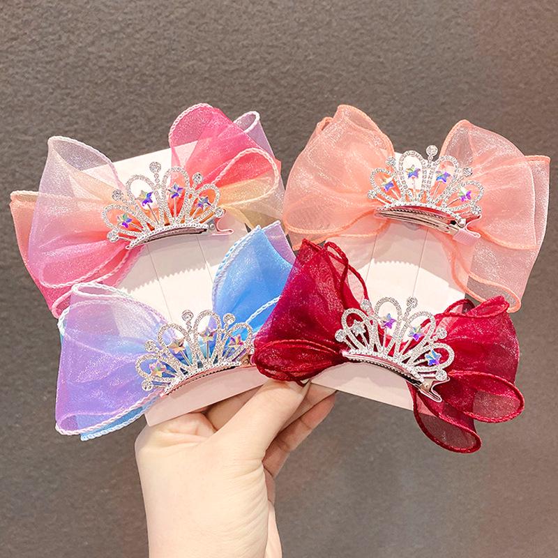 

Children s Elsa Princess Crown Lace Bow Hair Clip