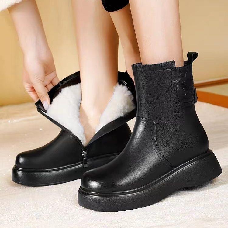 Women's lightweight comfortable thick soled anti-cold warm padded snow boots non-slip wear casual outdoor sports waterproof Martin cotton boots
