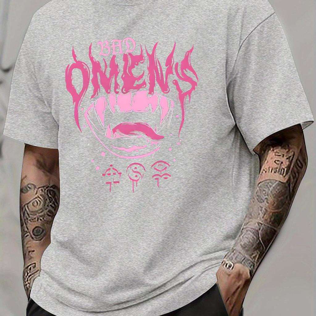 Bad Omens Graphic Print Short Sleeve T-Shirt Casual Summer Crew Neck Regular Fit Slight Stretch Men's Print Design Applique Tee