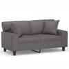 Vidaxl 2-Seater Sofa With Cushions, Gray, 120 Cm, Faux Leather