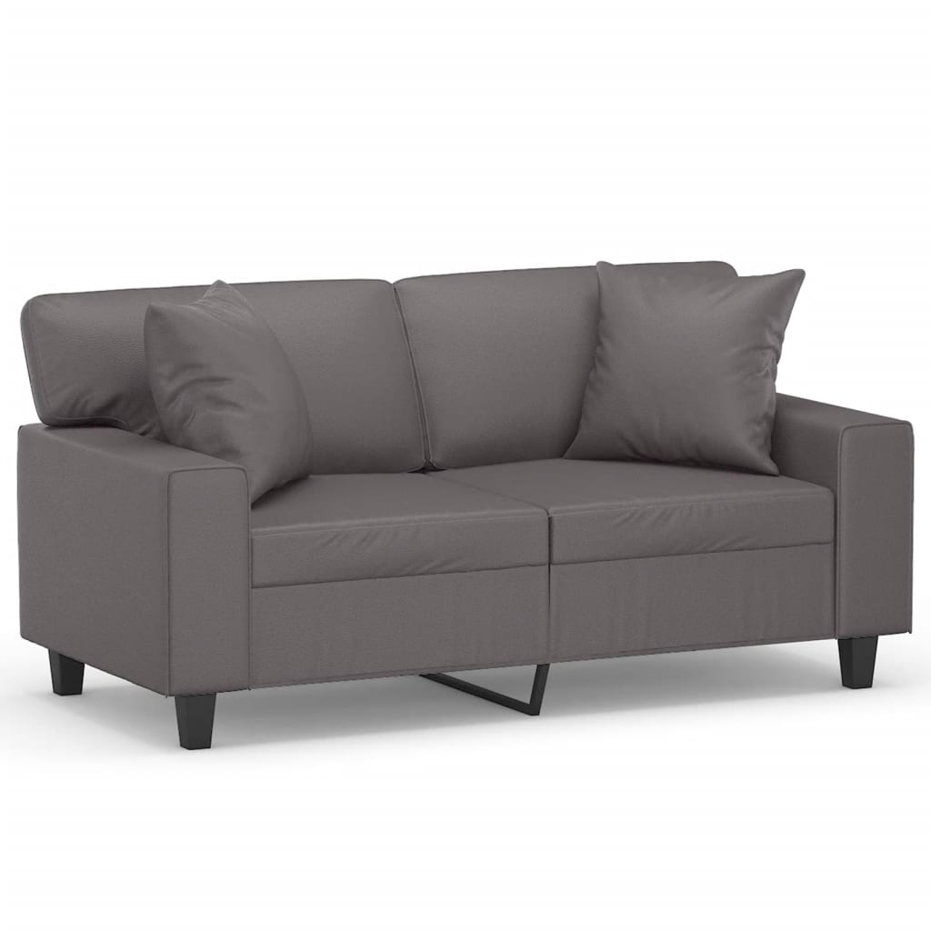 Vidaxl 2-Seater Sofa With Cushions, Gray, 120 Cm, Faux Leather