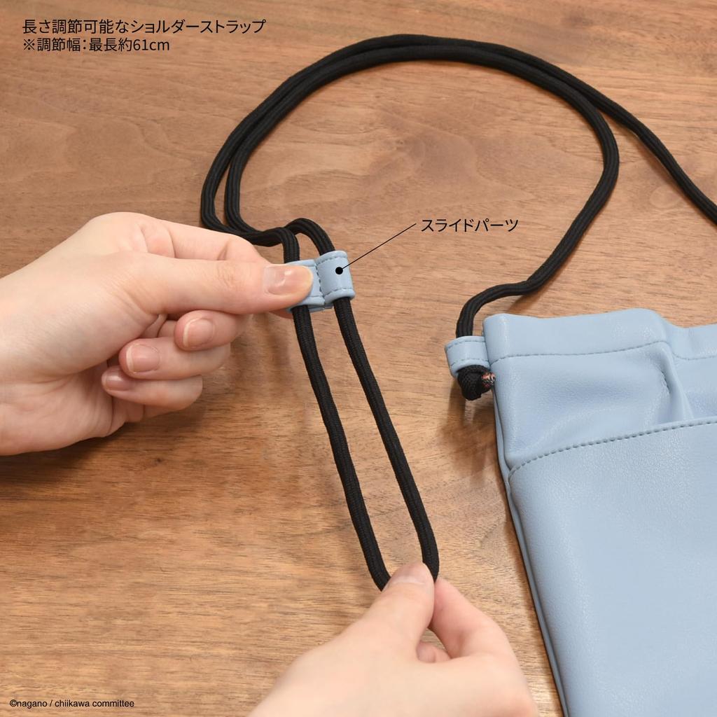 Gourmandies Chiikawa IIIIpocket Smartphone Hachiware and Polyurethane Pouch, (Black White) CK-16B,