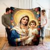 1PC Virgin Mary and Child Halo Flowers Print Blanket Warm Soft Fluffy Kids and Adult Sofa Bed Throw Blanket Travel Camping RV