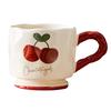 Medium Retro High value Cherry Plaid Ceramic Mug Home Casual Cup Milk Breakfast Cartoon Creativity