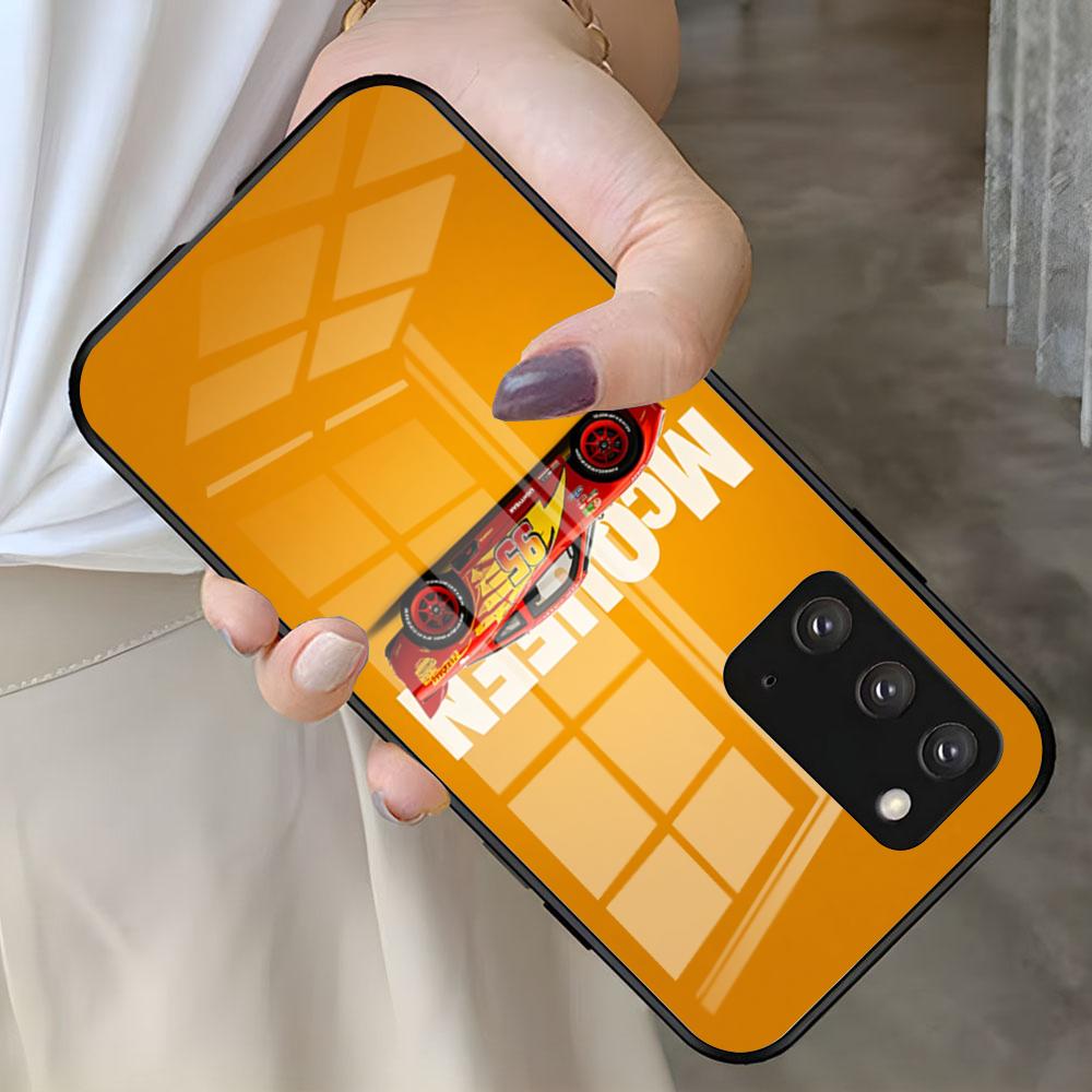 

L-LightningES M-McQueen Phone Case For Samsung S26 S25 S24 FE S23 S22 S21 Plus S20 Ultra Note20Ultra Black Glass Cover Galaxy S21 FE 5G