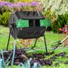 160L 360 Degrees Rotating Dual Chamber Composter - Black