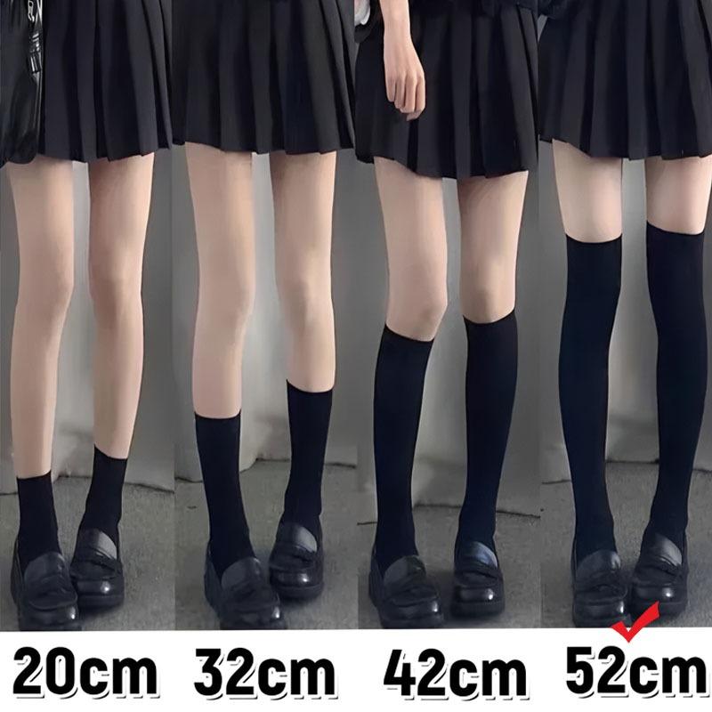 White Black Compression Slim Leg Socks Thin Summer Over Knee Long Thigh High JK Style for Women