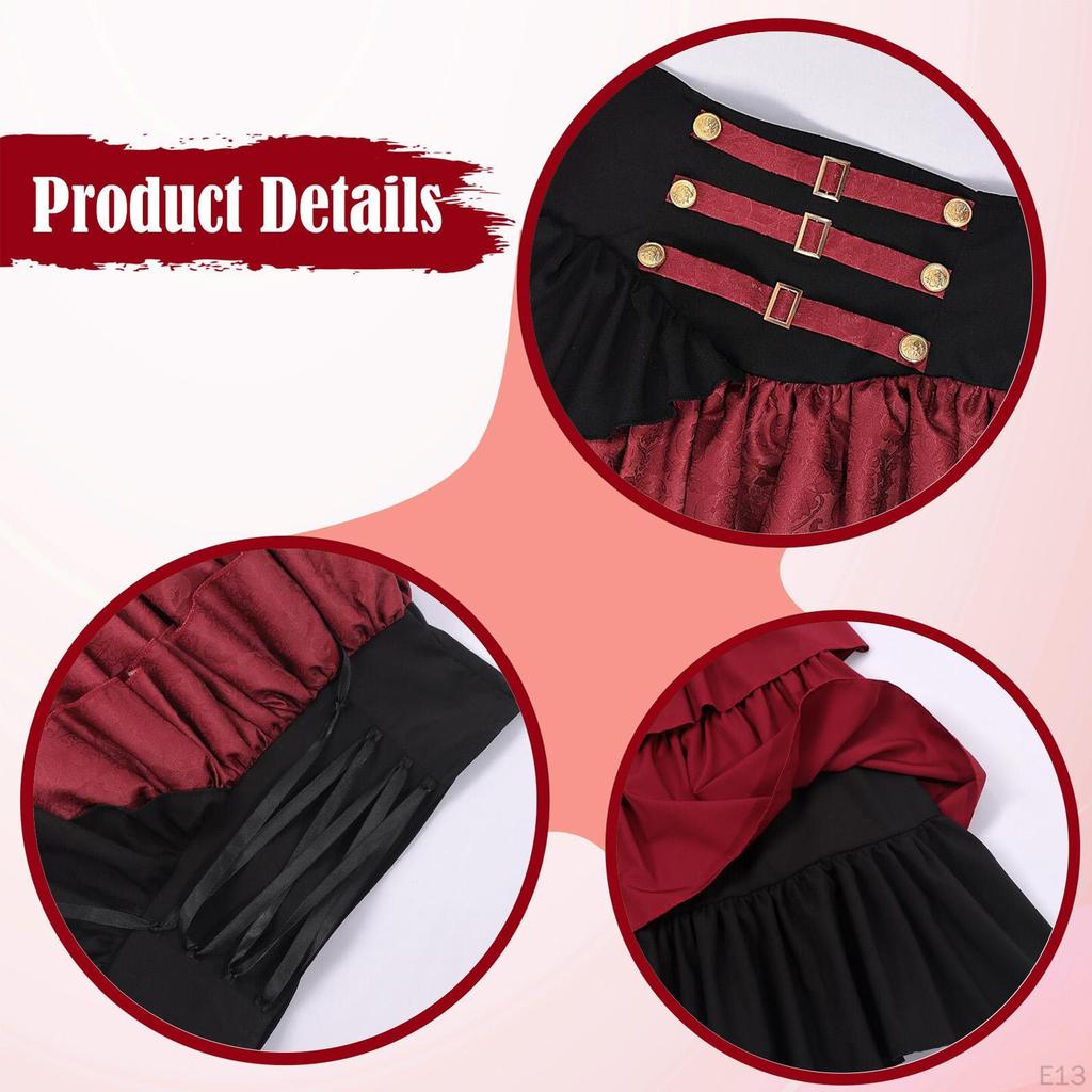Women's Steampunk Gothic Skirt Halloween Pirate Costume for Christmas Role Play