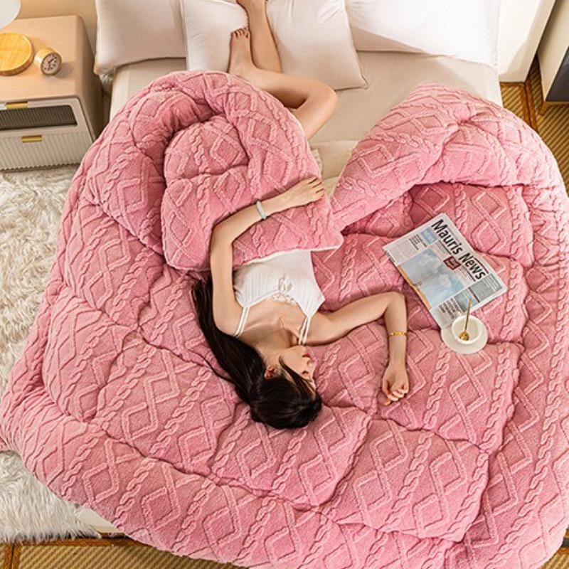 Double Sided AB Version Core Super Thick Winter Warm Blanket for Bed Artificial Lamb Cashmere Weighted Blanket Soft Comfortable Warmth Quilt Comforter