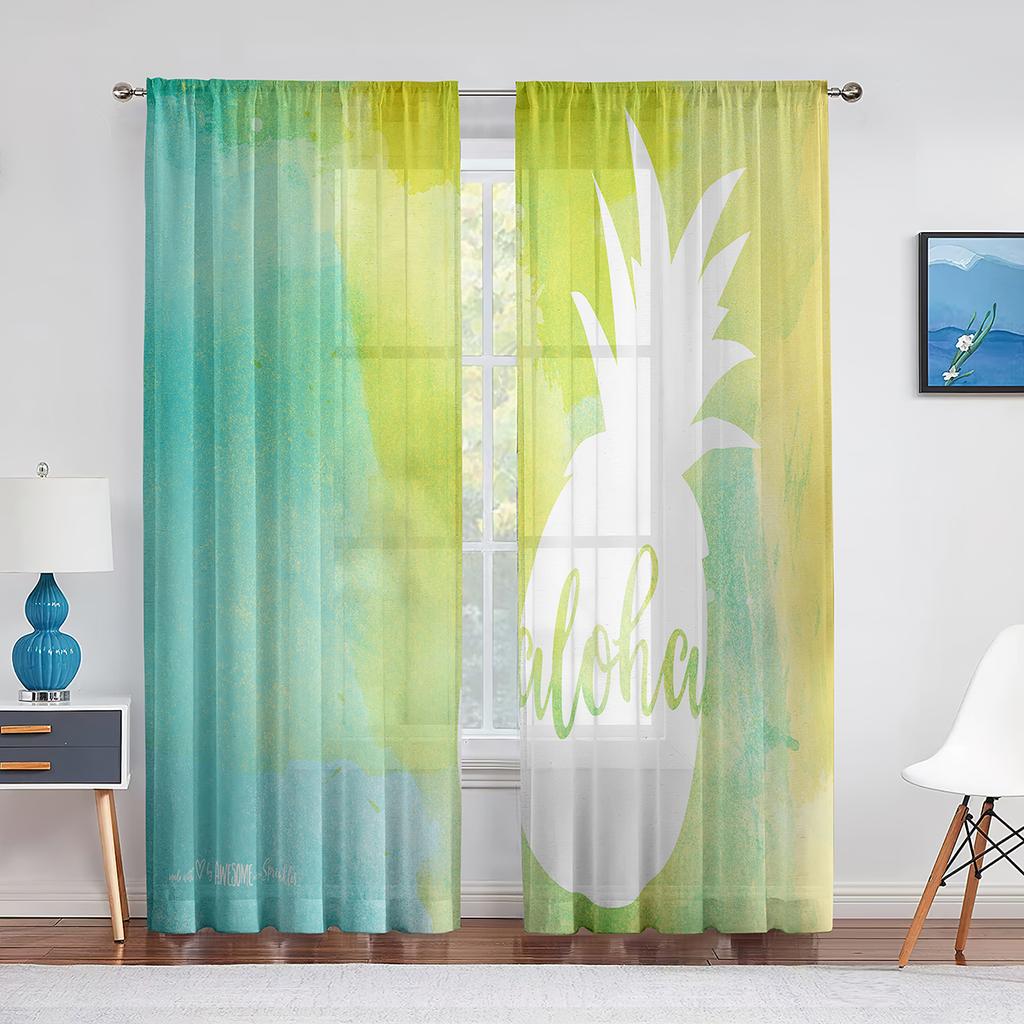 Ocean Summer Beach Sunlight Seawater Tulle In Sheer Curtains for Living Room Bedroom Kitchen Window Treatment Chiffon Curtain