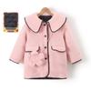 Girls' Winter Padded Lapel Jacket with Floral Detail