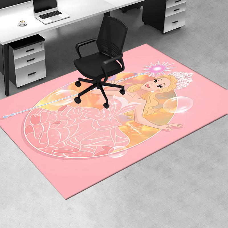Princess, Magic Wand Pattern Polyester Office Carpet Chair Mats, Home Decor Dormitory Floor Protecto