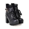 Fashion Quality Women Boots Lace Block High Heels for Woemn Platform Boots Lace Up Bow Lady Ankle Boot and Comfy Walking Boots 2025 New