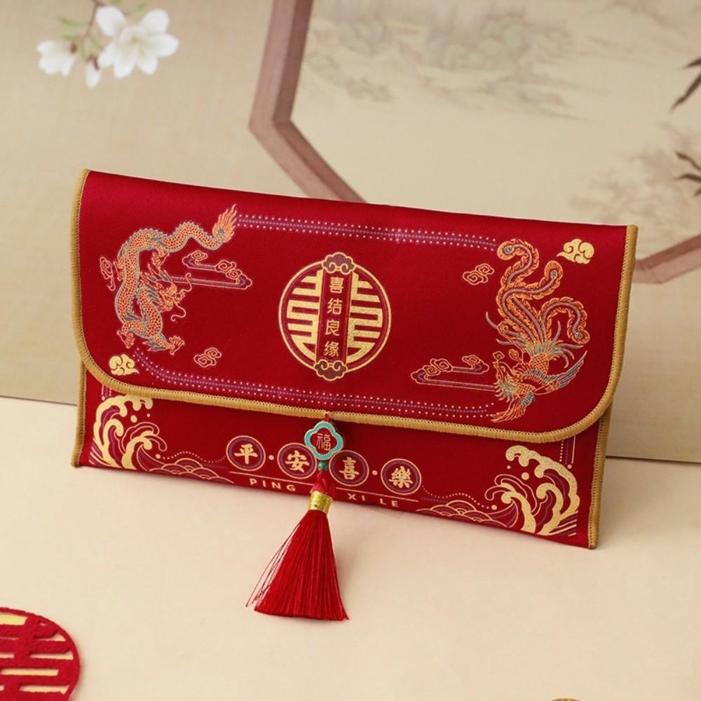 Year of Horse 2026 Money Pocket Brocade Cloth Tassel New Year Money Bag  Lady Girls Women