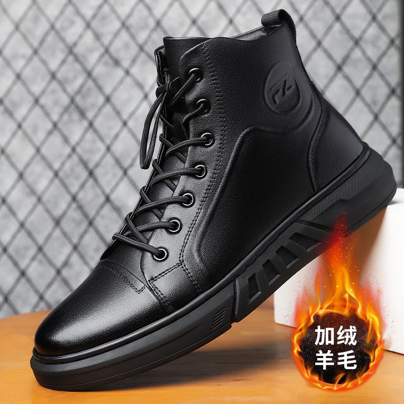 Fashion High Quality Designer Vintage Casual Leather Boots Outdoor Walking Business Tooling Boots Lace Up Fashion Comfy Motorcycle Boots
