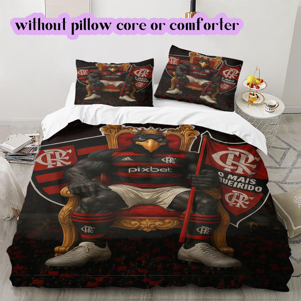 Flamengo football soccer Pattern Bedding,Quilt Set Quilt Cover Pillowcase Home Birthday Gift (1*duvet cover+2*pillowcase,without core)